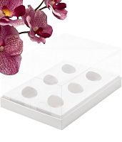 Коробка под шоколадные яйца (6шт) 235*160*100мм(белая) с пластиковой крышкой 