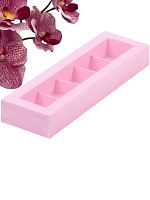Коробка для конфет с пластиковой крышкой 235*70*30мм, 5шт (розовая матовая)