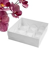 Коробка для МОТИ с пластиковой крышкой и ложементами 175*175*55 (9) (белая)