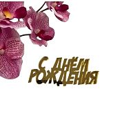 Топпер на торец С Днем Рождения №3, акрил, 10 см (золото)