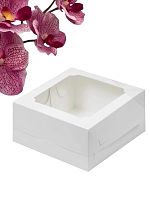 Коробка для бенто-торта с окном 120*120*80 мм (белая)