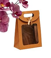 Коробка-пакет, крафтовая, с окном, 26 х 19 х 9 см