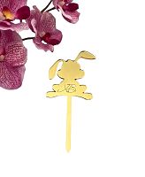 Мини-топпер на ножке "Зайчик ХВ", акрил, (золото) 5шт/уп.