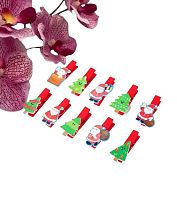 Прищепки декоративные «Новый год», 10 шт., верёвка — 100 см