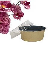 Контейнер круглый OSQ ROUND BOWL, 750 мл., крафт/черный, с крышкой (270шт./кор.), 1шт. Контейнер круглый OSQ ROUND BOWL, 750 мл., крафт/черный, с крышкой (270шт./кор.), 1шт.