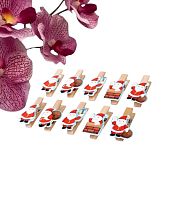 Прищепки декоративные новогодние «Дед Мороз», набор 10 шт.