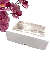 Коробка для капкейков (12) с окном З-в 320*235*100 мм (белая) (50шт/кор) 